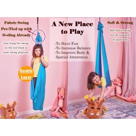 Sensory Swing for Kids with 360 Swivel Hook, Saggy-Resistant Double-Layer Fabric Indoor/Outdoor Cocoon Therapy Swing for Autism, Yoga & Play