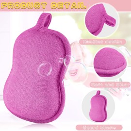 Tatuo 4 Pieces Baby Bath Sponge Cotton Baby Sponge Toddler Soft and Absorbent Loofah for Kids Babies Men Women(Red, Purple)