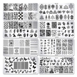 SILPECWEE 8 Piece Summer Nail Stamps - Flower & Butterfly Design Stamping Kit with Nail Art Stencils & Polish SILPECWEE 8 Piece Summer Nail Stamps - Flower & Butterfly Design Stamping Kit with Nail Art Stencils & Polish