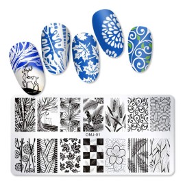 SILPECWEE 8 Piece Summer Nail Stamps - Flower & Butterfly Design Stamping Kit with Nail Art Stencils & Polish SILPECWEE 8 Piece Summer Nail Stamps - Flower & Butterfly Design Stamping Kit with Nail Art Stencils & Polish