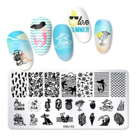 SILPECWEE 8 Piece Summer Nail Stamps - Flower & Butterfly Design Stamping Kit with Nail Art Stencils & Polish SILPECWEE 8 Piece Summer Nail Stamps - Flower & Butterfly Design Stamping Kit with Nail Art Stencils & Polish