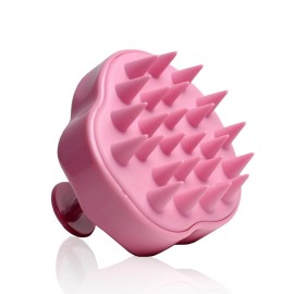 Rizos Curls Scalp Massage Brush, Remove Buildup, Stimulate Scalp Supporting Hair Health & Growth, Remove Dandruff Soothing Scalp, Comfortable Hold, Pink