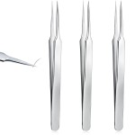 3 Pieces Ingrown Hair Tweezers Stainless Steel Splinter Tweezers Pointed Blackhead Remover Precision Eyebrow Tweezers for Facial Hair, Ingrown Hair, Splinter and Blackhead Remover (Silver)