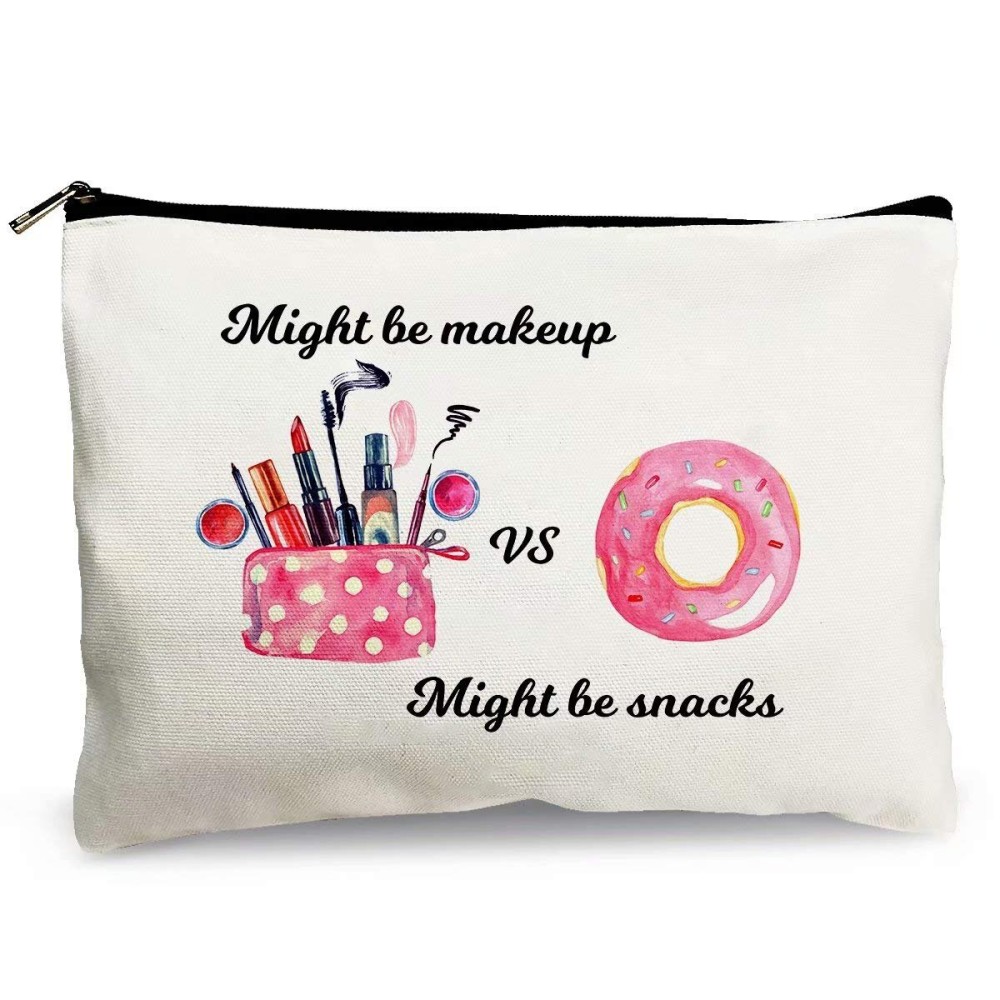 Cute Makeup Cosmetic Bags for Women - Might Be Makeup Might Be Snacks - Funny Travel Bags Cotton Zipper Pouch Toiletry Make-Up Case for Best Friends Teen Girls Sister Daughter Birthday Christmas Gifts Cute Makeup Cosmetic Bags for Women - Might Be Makeup Might Be Snacks - Funny Travel Bags Cotton Zipper Pouch Toiletry Make-Up Case for Best Friends Teen Girls Sister Daughter Birthday Christmas Gifts