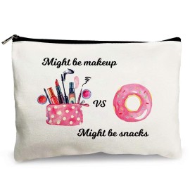 Cute Makeup Cosmetic Bags for Women - Might Be Makeup Might Be Snacks - Funny Travel Bags Cotton Zipper Pouch Toiletry Make-Up Case for Best Friends Teen Girls Sister Daughter Birthday Christmas Gifts Cute Makeup Cosmetic Bags for Women - Might Be Makeup Might Be Snacks - Funny Travel Bags Cotton Zipper Pouch Toiletry Make-Up Case for Best Friends Teen Girls Sister Daughter Birthday Christmas Gifts