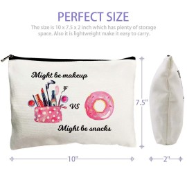 Cute Makeup Cosmetic Bags for Women - Might Be Makeup Might Be Snacks - Funny Travel Bags Cotton Zipper Pouch Toiletry Make-Up Case for Best Friends Teen Girls Sister Daughter Birthday Christmas Gifts Cute Makeup Cosmetic Bags for Women - Might Be Makeup Might Be Snacks - Funny Travel Bags Cotton Zipper Pouch Toiletry Make-Up Case for Best Friends Teen Girls Sister Daughter Birthday Christmas Gifts