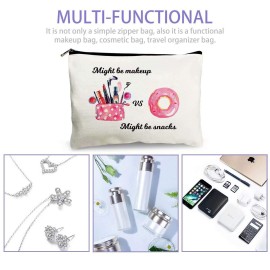 Cute Makeup Cosmetic Bags for Women - Might Be Makeup Might Be Snacks - Funny Travel Bags Cotton Zipper Pouch Toiletry Make-Up Case for Best Friends Teen Girls Sister Daughter Birthday Christmas Gifts Cute Makeup Cosmetic Bags for Women - Might Be Makeup Might Be Snacks - Funny Travel Bags Cotton Zipper Pouch Toiletry Make-Up Case for Best Friends Teen Girls Sister Daughter Birthday Christmas Gifts