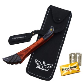 Sharpend Professional straight razor for men Handmade stainless Steel straight Razor kit Barber Razor Men Straight Razor Blade shavette straight edge razor with 10 double edge blades