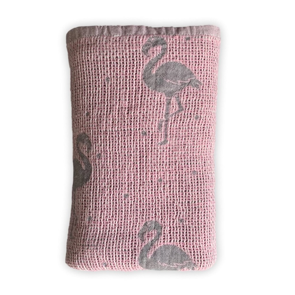 Leyl&Ari Toddler Crib Blanket | Woven Thermal Baby Stroller Blanket | Turkish Cotton Blaket for Boys & Girls (Flamingo)