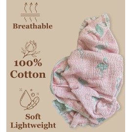 Leyl&Ari Toddler Crib Blanket | Woven Thermal Baby Stroller Blanket | Turkish Cotton Blaket for Boys & Girls (Flamingo)