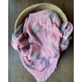 Leyl&Ari Toddler Crib Blanket | Woven Thermal Baby Stroller Blanket | Turkish Cotton Blaket for Boys & Girls (Flamingo)