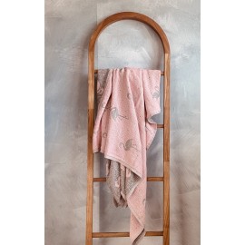 Leyl&Ari Toddler Crib Blanket | Woven Thermal Baby Stroller Blanket | Turkish Cotton Blaket for Boys & Girls (Flamingo)