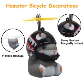 wonuu Duck Bike Bell with Light and Helmet Cute Hamster Bicycle Horn, Dashboard Decoration Hamster Toy Motorcycle Bike Bells Rubber Duck Car Dashboard Decorations