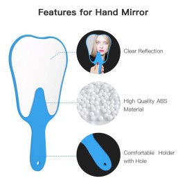 Annhua Handheld Mirror Small with Handle Blue, Hand Mirror Tooth-Shaped Kids Makeup Mirror Cute for Salon|Barber|Hairdressing - Easy to use & Lightweight