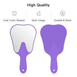 Annhua Tooth Shaped Mirror Hand Held Face Mirror Cute, Handheld Mirrors with Handle Purple Small Makeup Shower Mirror, Used for Salon|Barber|Dentist Clinic|Hairdressing Annhua Tooth Shaped Mirror Hand Held Face Mirror Cute, Handheld Mirrors with Handle Purple Small Makeup Shower Mirror, Used for Salon|Barber|Dentist Clinic|Hairdressing