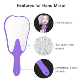 Annhua Tooth Shaped Mirror Hand Held Face Mirror Cute, Handheld Mirrors with Handle Purple Small Makeup Shower Mirror, Used for Salon|Barber|Dentist Clinic|Hairdressing Annhua Tooth Shaped Mirror Hand Held Face Mirror Cute, Handheld Mirrors with Handle Purple Small Makeup Shower Mirror, Used for Salon|Barber|Dentist Clinic|Hairdressing