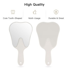 Annhua Handheld Mirrors with Handle Small Face Mirror, Tooth Shaped Hand Mirror Makeup, Used for Dentist Office, Clinic, Bathroom, Barber and Salon - White Annhua Handheld Mirrors with Handle Small Face Mirror, Tooth Shaped Hand Mirror Makeup, Used for Dentist Office, Clinic, Bathroom, Barber and Salon - White