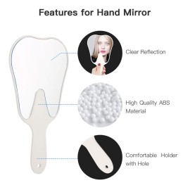 Annhua Handheld Mirrors with Handle Small Face Mirror, Tooth Shaped Hand Mirror Makeup, Used for Dentist Office, Clinic, Bathroom, Barber and Salon - White Annhua Handheld Mirrors with Handle Small Face Mirror, Tooth Shaped Hand Mirror Makeup, Used for Dentist Office, Clinic, Bathroom, Barber and Salon - White