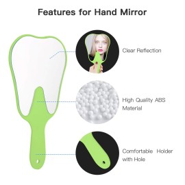 Annhua Hand Mirror Small Face Mirrors, Handheld Mirrors with Handle Tooth Shaped Mirror Tool for Dentist Clinic, Barber, Salon and Hairdreesing - Green Annhua Hand Mirror Small Face Mirrors, Handheld Mirrors with Handle Tooth Shaped Mirror Tool for Dentist Clinic, Barber, Salon and Hairdreesing - Green