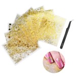 Nail Art Stickers, 8 Sheets 3D Nail Art Decals Adhesive Foils Laser DIY Bronzing Gold Flowers Floral Nail Stickers for Acrylic Nails Women Nail Art Decoration Decals with 1Pcs Antistatic Tweezer