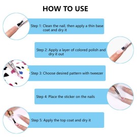 Nail Art Stickers, 8 Sheets 3D Nail Art Decals Adhesive Foils Laser DIY Bronzing Gold Flowers Floral Nail Stickers for Acrylic Nails Women Nail Art Decoration Decals with 1Pcs Antistatic Tweezer