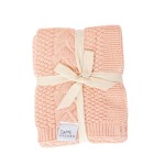 Sweet Acorn Knit Baby Blanket in Cable Pattern, Organic Cotton Blankets for Crib or Stroller, Receiving Blankets - Dahlia Pink