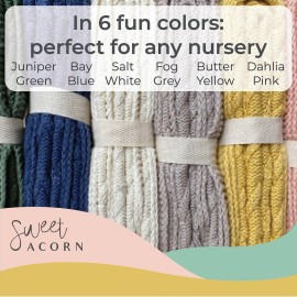 Sweet Acorn Knit Baby Blanket in Elegant Pattern, Organic Cotton Blankets for Crib or Stroller, Receiving Blankets - Juniper Green