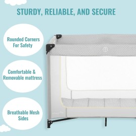 Dream On Me Zoom Portable Playard in Light Grey, Lightweight, Packable and Easy Setup Baby Playard, Breathable Mesh Sides and Soft Fabric - Comes with a Removable Padded Mat