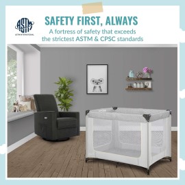 Dream On Me Zoom Portable Playard in Light Grey, Lightweight, Packable and Easy Setup Baby Playard, Breathable Mesh Sides and Soft Fabric - Comes with a Removable Padded Mat