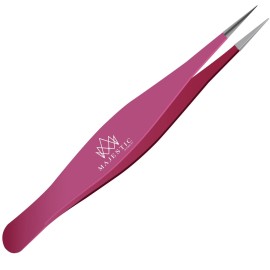 Majestic Bombay Fine Point Tweezers for Women and Men - Splinter Ticks, Facial, Brow and Ingrown Hair Removal-Sharp, Needle Nose, Surgical Tweezers Precision Pluckers best tweezers for chin hair