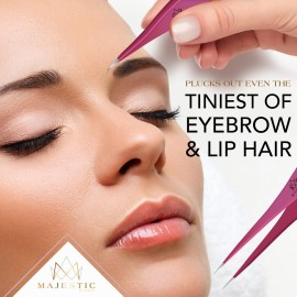 Majestic Bombay Fine Point Tweezers for Women and Men - Splinter Ticks, Facial, Brow and Ingrown Hair Removal-Sharp, Needle Nose, Surgical Tweezers Precision Pluckers best tweezers for chin hair