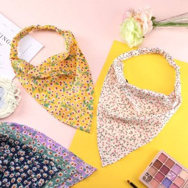 Syhood 6 Pcs Floral Bandanas for Women Girl Boho Daisy Hair Scarf Headband with Clip Chiffon Summer Cottagecore Head Kerchief(Pretty Floral Patterns)