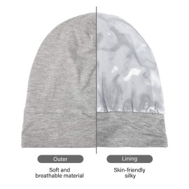4 Pcs Satin Lined Sleep Bonnet Silk Sleep Cap Slouchy Beanie Hat Night Sleeping Head Wrap for Women Men Curly Hair(Dark Colors) 4 Pcs Satin Lined Sleep Bonnet Silk Sleep Cap Slouchy Beanie Hat Night Sleeping Head Wrap for Women Men Curly Hair(Dark Colors)