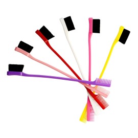 YANTAISIYU 6 Pcs Multicolored Double Sided Hair Edge Brush, Wild Boar Hair & Plastic Comb, Suitable for Bangs, Eyebrow, Women YANTAISIYU 6 Pcs Multicolored Double Sided Hair Edge Brush, Wild Boar Hair & Plastic Comb, Suitable for Bangs, Eyebrow, Women