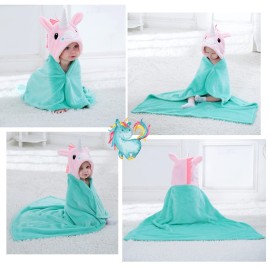 TONWHAR 0-4 Years Toddlers\' And Kids\' Boys Girls Animal Face Hooded Blanket Baby\'s Bathrobe,Plush After Bath Blanket(Pink Unicorn)