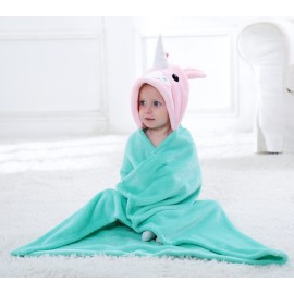 TONWHAR 0-4 Years Toddlers\' And Kids\' Boys Girls Animal Face Hooded Blanket Baby\'s Bathrobe,Plush After Bath Blanket(Pink Unicorn)