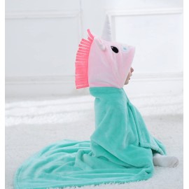 TONWHAR 0-4 Years Toddlers\' And Kids\' Boys Girls Animal Face Hooded Blanket Baby\'s Bathrobe,Plush After Bath Blanket(Pink Unicorn)
