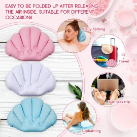 Jetec 3 Pieces Inflatable Bath Pillow with Suction Cups, Terry Cloth Covered Shell Shape Bathtub Spa Pillow Comfortable Soft Cushion, Neck Support(Pink, Blue, White) Jetec 3 Pieces Inflatable Bath Pillow with Suction Cups, Terry Cloth Covered Shell Shape Bathtub Spa Pillow Comfortable Soft Cushion, Neck Support(Pink, Blue, White)