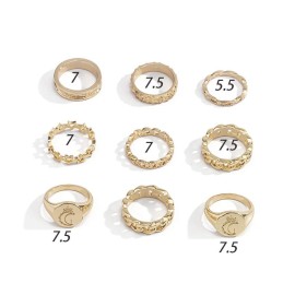 fxmimior Vintage Kunckle Ring Stackable Gold Joint Nail Ring Crystal Moon Knuckle Rings Set for Women and Girls 9 Pcs
