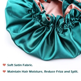 sent hair 2 Pieces Kids Satin Bonnet Silky Hair Bonnet for Sleeping, Double Layer Night Sleep Cap for 0-3 Years Old Kids Baby Toddlers Children, Adjustable Nightcap with Elastic Band (Blue & Green)