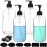 Yarlung 4 Pack 16 Oz Glass Pump Bottles, Clear Soap Dispenser with Pump Glass Empty Refillable Containers for Lotions, Shampoo, Body Wash, Liquid Soap, 4 Black Caps 6 Labels