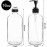 Yarlung 4 Pack 16 Oz Glass Pump Bottles, Clear Soap Dispenser with Pump Glass Empty Refillable Containers for Lotions, Shampoo, Body Wash, Liquid Soap, 4 Black Caps 6 Labels