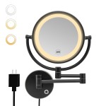 GURUN 8.5 Inch Magnifying Makeup Mirror with 3 Dimmable LED Lights Double Sided Touch Control Vanity Mirror for Bathroom with 10X Magnification Black Finish M1809D(Black/10X)