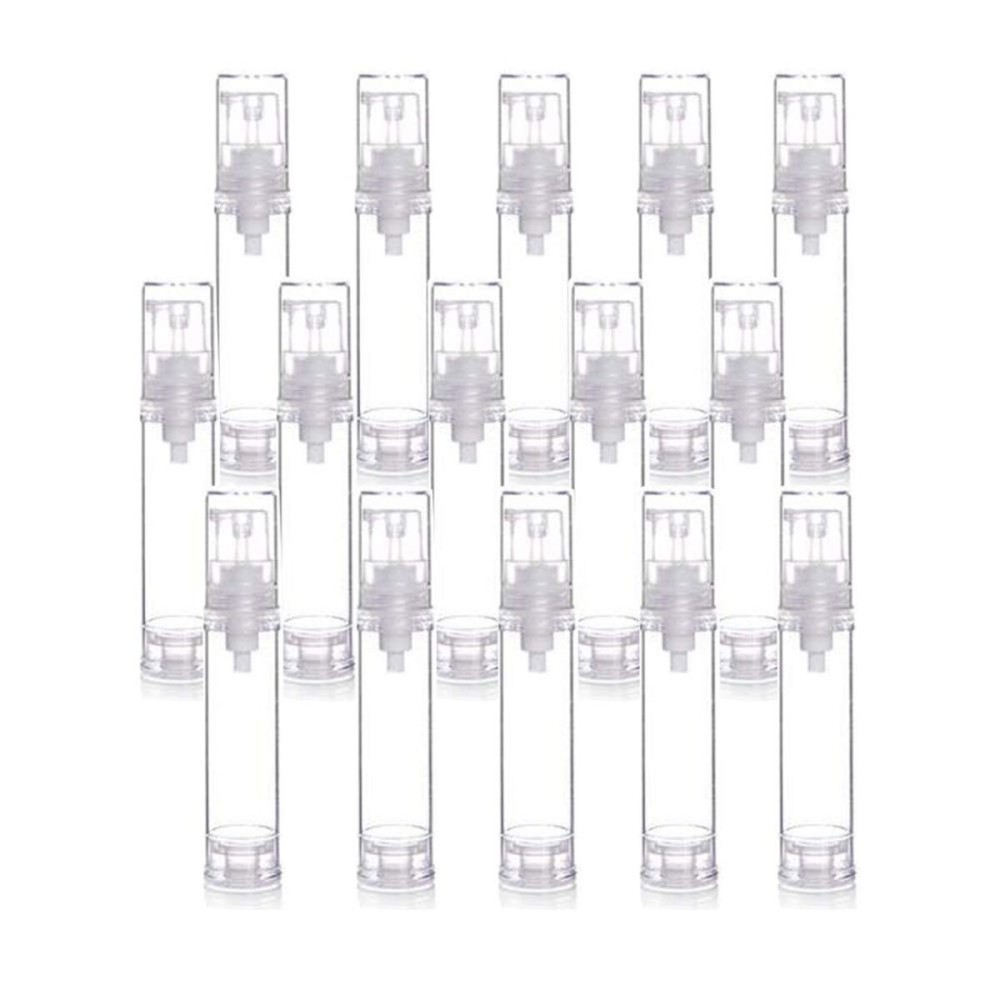 15 Pcs Clear Airless Lotion Pump Bottles Empty Cream Vacuum Bottles Cosmetic Containers Travel Press Pump Bottles For Foundations,serums,and more (10ml)