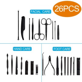 26 PCS Nail Clippers, ONEHERE Premium Manicure Set, Professional Grooming Gift Kit, Pedicure Kit, Facial, Hand, Foot, Cuticle Nail Care Tools, Fingernail Clippers with Luxurious Portable Travel Case 26 PCS Nail Clippers, ONEHERE Premium Manicure Set, Professional Grooming Gift Kit, Pedicure Kit, Facial, Hand, Foot, Cuticle Nail Care Tools, Fingernail Clippers with Luxurious Portable Travel Case