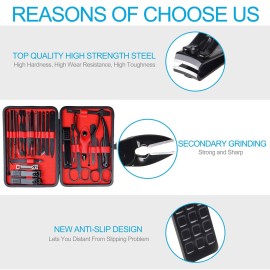 26 PCS Nail Clippers, ONEHERE Premium Manicure Set, Professional Grooming Gift Kit, Pedicure Kit, Facial, Hand, Foot, Cuticle Nail Care Tools, Fingernail Clippers with Luxurious Portable Travel Case 26 PCS Nail Clippers, ONEHERE Premium Manicure Set, Professional Grooming Gift Kit, Pedicure Kit, Facial, Hand, Foot, Cuticle Nail Care Tools, Fingernail Clippers with Luxurious Portable Travel Case