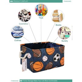 FANKANG Rectangular Laundry Basket Nursery Storage Fabric Storage Bin Storage Hamper,Gift Baskets(Navl-ball game)