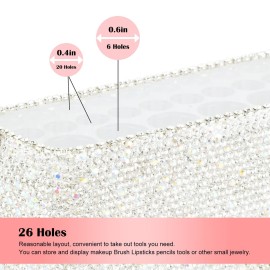 KEYPOWER Makeup Beauty Brush Bling Crystal Luxury Organizer for Slim Handles | 26 Space Cosmetic Storage Display Container (White) (Purely Handmade) KEYPOWER Makeup Beauty Brush Bling Crystal Luxury Organizer for Slim Handles | 26 Space Cosmetic Storage Display Container (White) (Purely Handmade)