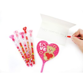 TINYMILLS 24 Pcs Valentine\'s Day Heart Multi Point Pencils - Party Favors, Goodie Bag Stuffers, Classroom Exchange, Party Supplies