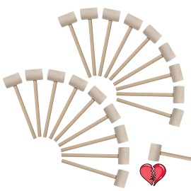 18 Pcs Mini Wooden Hammers Toy for Kids, Natural W..